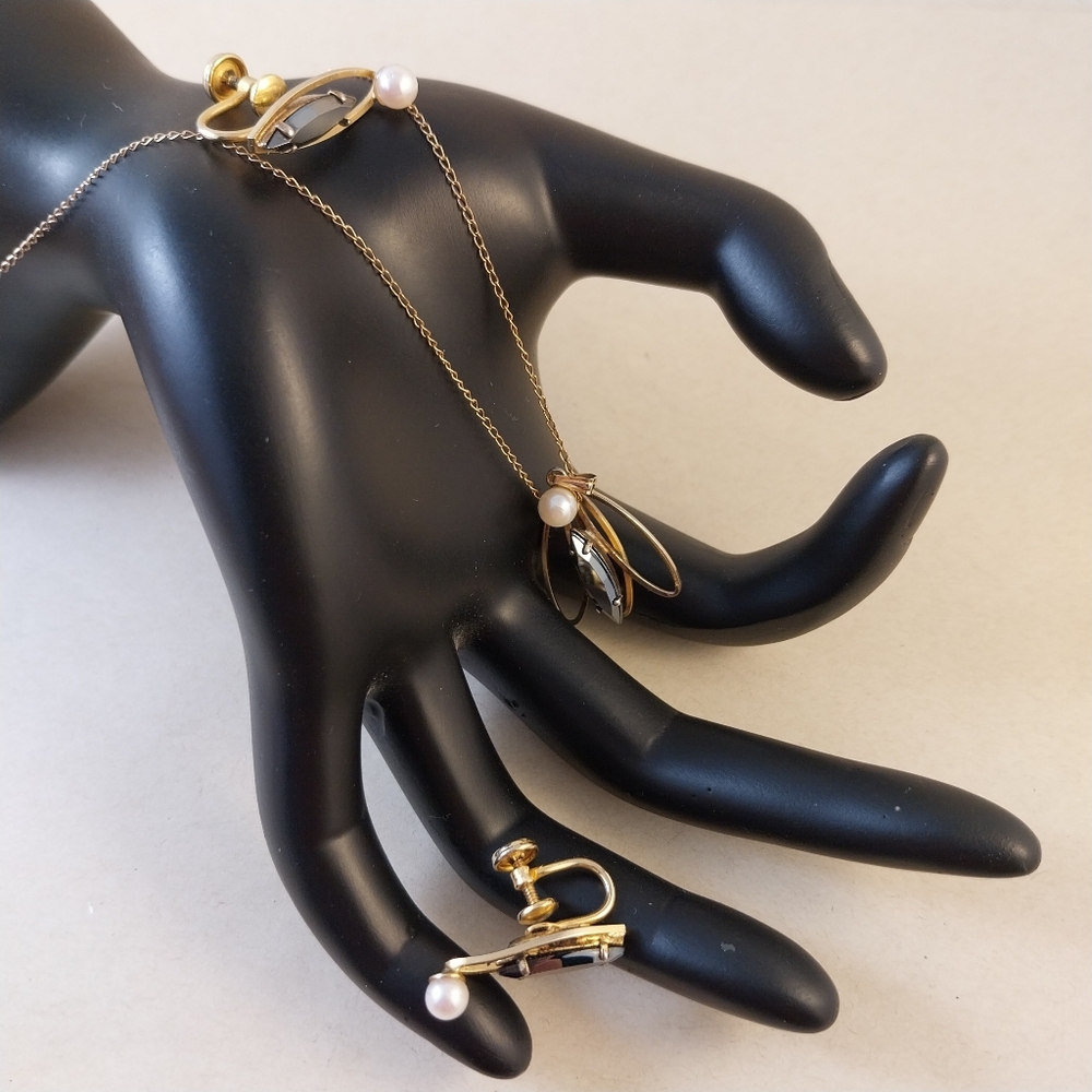 14/ 20 KGF Gold Necklace Pendant and 14/20 KGF Real Pearl Earring Set - Picture 10 of 16